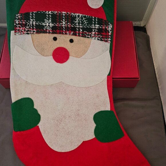 Lot of 2 Christmas Stockings ~ Santa and Snowman ~ Felt Fabric ~ Never Used - Picture 2 of 7